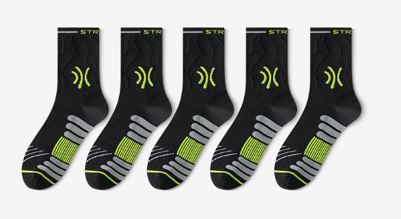 Professional sports socks for men, mid length socks, cotton socks, anti odor and sweat absorbing, autumn and winter（3 PAIRS)
