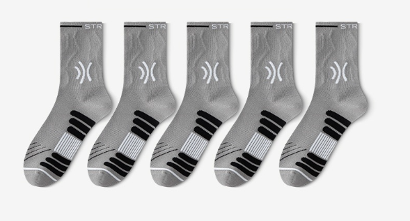 Professional sports socks for men, mid length socks, cotton socks, anti odor and sweat absorbing, autumn and winter（3 PAIRS)