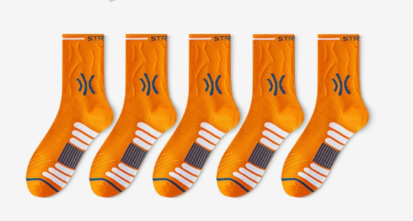 Professional sports socks for men, mid length socks, cotton socks, anti odor and sweat absorbing, autumn and winter（3 PAIRS)