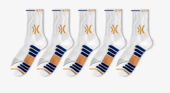 Professional sports socks for men, mid length socks, cotton socks, anti odor and sweat absorbing, autumn and winter（3 PAIRS)