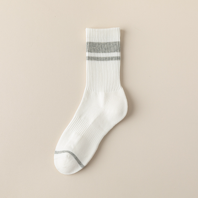 55g men's pure cotton autumn and winter mid tube men's thick warm striped looped socks men's all cotton boneless long socks(5 PAIRS)