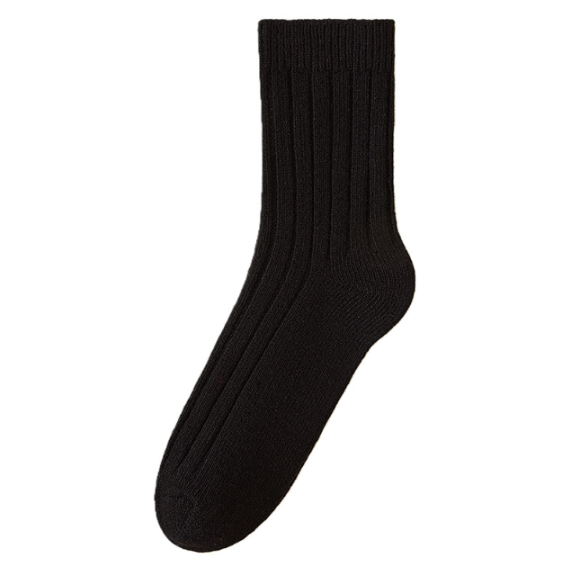 Double needle 50% wool socks for men, warm and not bulky, autumn and winter striped men's mid tube socks, northeast cold resistant wool socks（5 PAIRS)