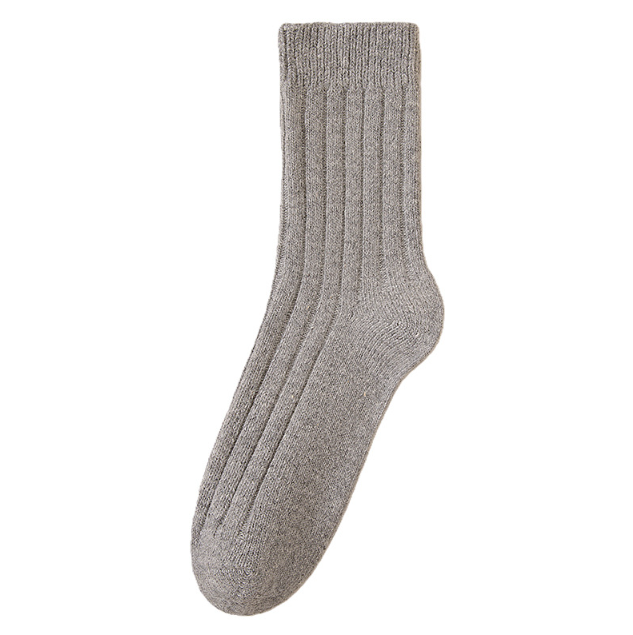 Double needle 50% wool socks for men, warm and not bulky, autumn and winter striped men's mid tube socks, northeast cold resistant wool socks（5 PAIRS)