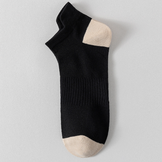 Socks Men's Large Summer Pure Short Tube Cotton Socks Youth Sports Anti Odor Plus Large Boat Socks(5 PAIRS)