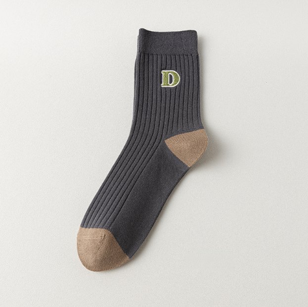 Socks men's autumn and winter warm mid tube socks winter men's double needle casual striped sweat absorbing cotton socks men's socks wholesale（5 PAIRS)