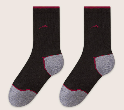 Anti-bacterial and odor-resistant wool socks, marathon mid-calf socks for men and women with shock-absorbing loop-bottom design for outdoor hiking(3 PAIRS)
