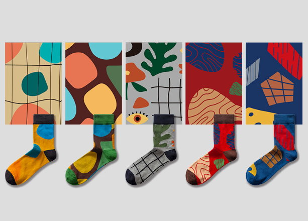 Socks Men's Trendy Mid Tube Four Seasons Fashion Trend Original Trendy Socks Men's and Women's Cartoon Color Creative Street Trendy Brand Cotton Socks