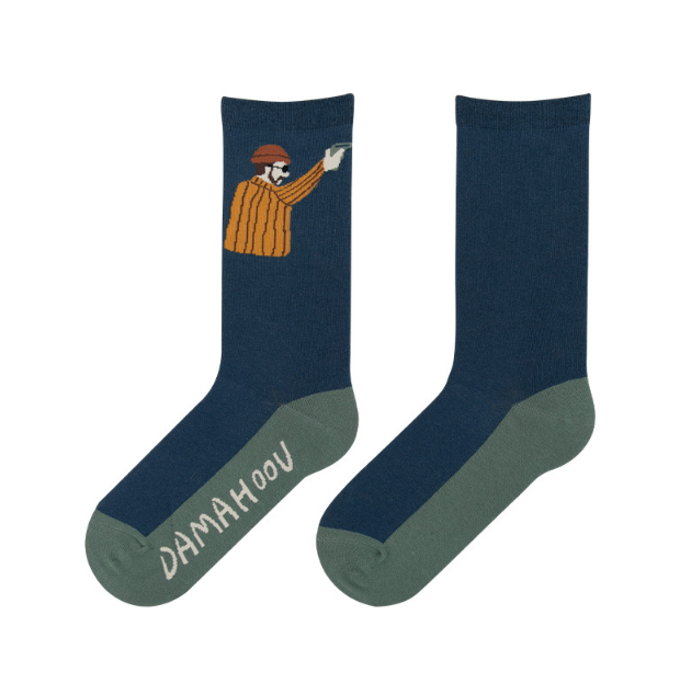 Cotton Socks New Product Socks Men's Personalized Cartoon Trendy Style Cotton Socks Anti slip, Sweat absorbing, Odor proof Middle Tube（5 PAIRS）