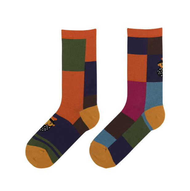 Cotton Socks New Product Socks Men's Personalized Cartoon Trendy Style Cotton Socks Anti slip, Sweat absorbing, Odor proof Middle Tube（5 PAIRS）