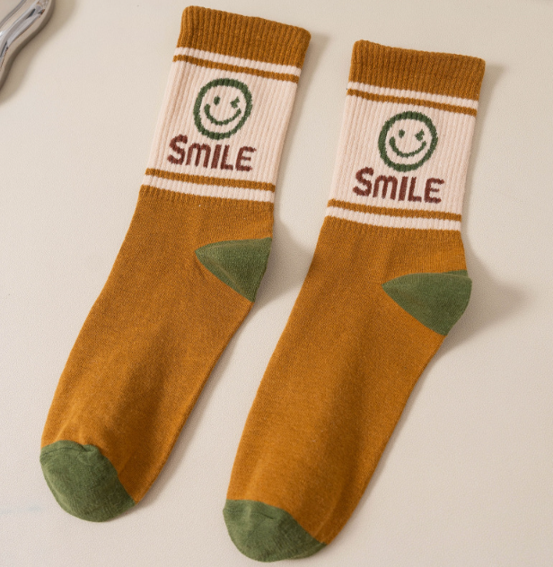 Thick men's solid color cotton socks in autumn and winter, college style high elastic mid tube sports socks(5 PAIRS）