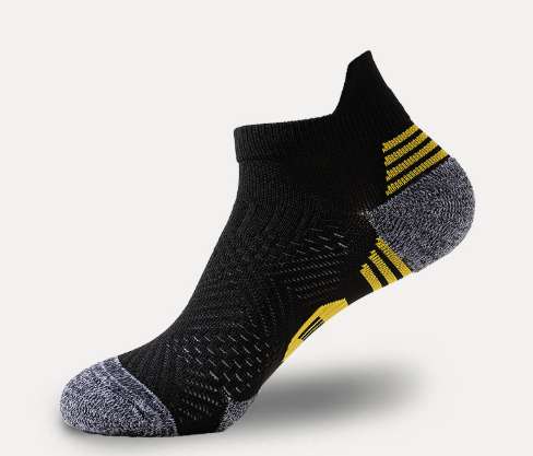 Professional sports socks for men's fitness quick drying running socks with thick, wear-resistant and anti slip front and back heels, all season short tube socks（5 PAIRS）