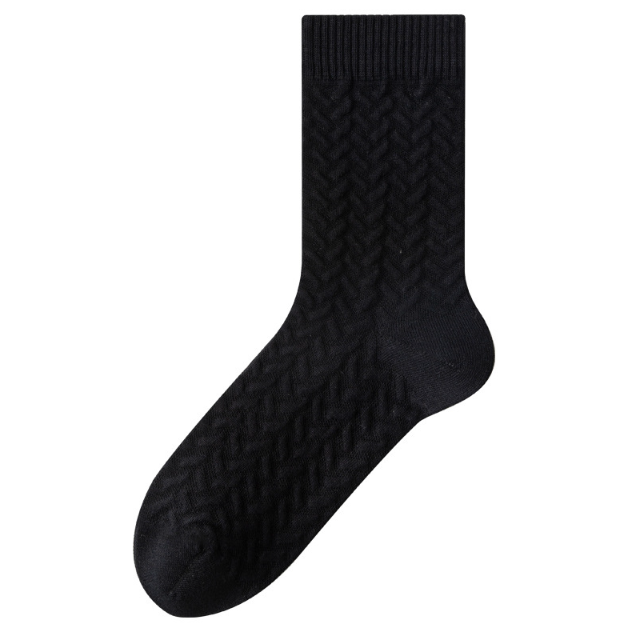 Socks made of pure cotton, men's autumn and winter mid length socks, thick and warm, men's boneless long socks, anti odor and sweat absorbing, business long tube men's socks(5 PAIRS)