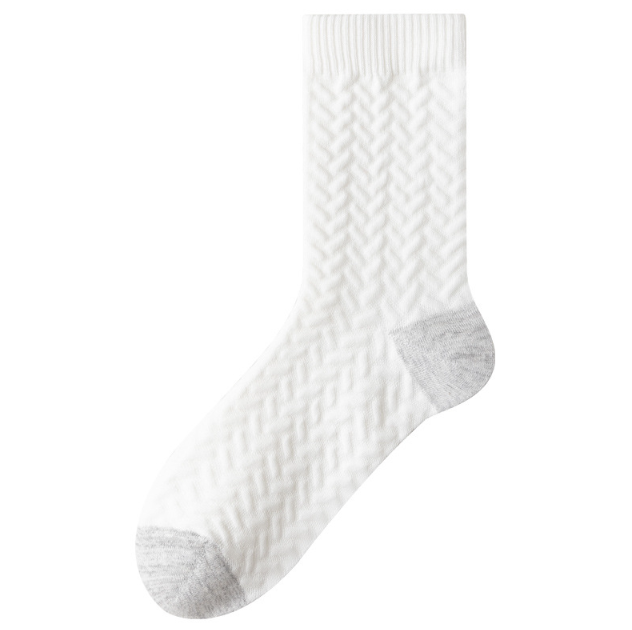 Socks made of pure cotton, men's autumn and winter mid length socks, thick and warm, men's boneless long socks, anti odor and sweat absorbing, business long tube men's socks(5 PAIRS)