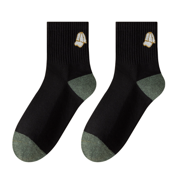Men's thick socks for autumn and winter, pure cotton mid tube socks, anti odor and sweat absorbing, men's warm long socks, antibacterial all cotton boneless socks(5 PAIRS)