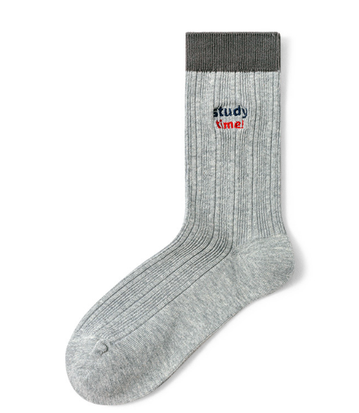 Men's Double Needle Embroidered Mid-Calf Socks for Autumn and Winter, Antibacterial and Odor-Free Casual Cotton Socks(5 PAIRS)