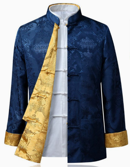 Spring and Autumn Tang style outerwear, men's casual jacket, dad's Hanfu, middle-aged and elderly people, double-sided wearing, ancient costume dress