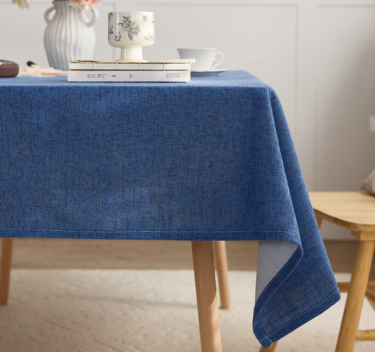 Cotton leprosy tablecloth, Japanese solid color, thick rectangular dining table cloth, high-end feeling