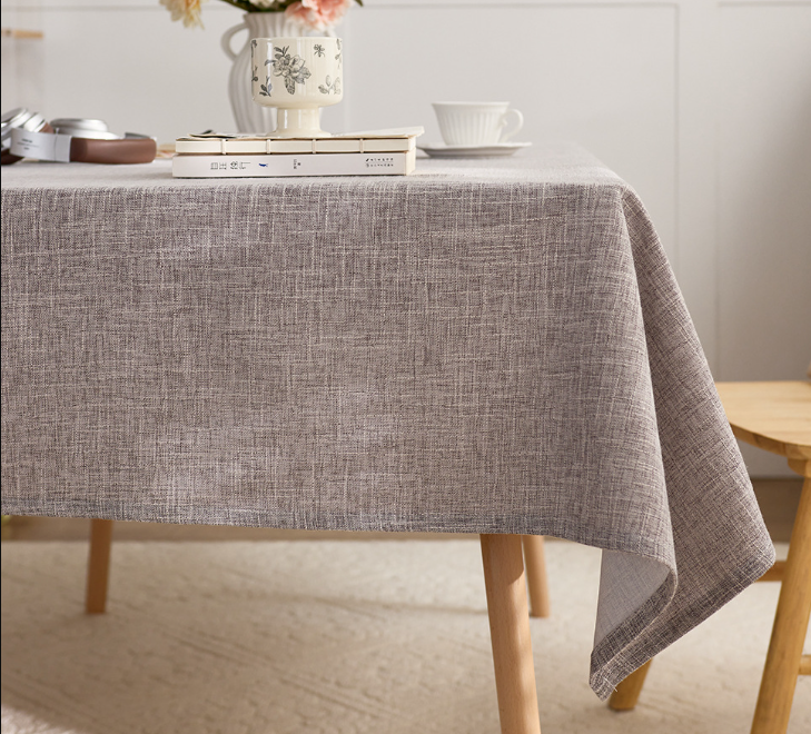 Cotton leprosy tablecloth, Japanese solid color, thick rectangular dining table cloth, high-end feeling