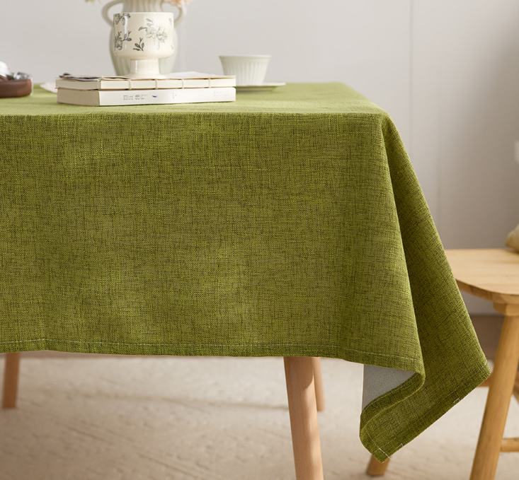 Cotton leprosy tablecloth, Japanese solid color, thick rectangular dining table cloth, high-end feeling