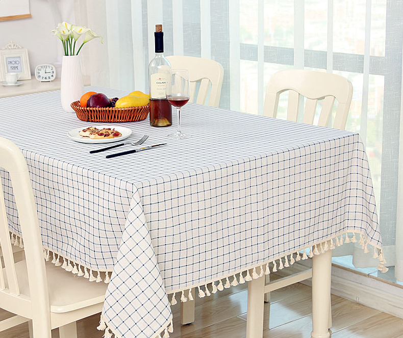 New minimalist striped linen dining table cloth, small fresh round table, cotton linen bedroom coffee table cloth tablecloth