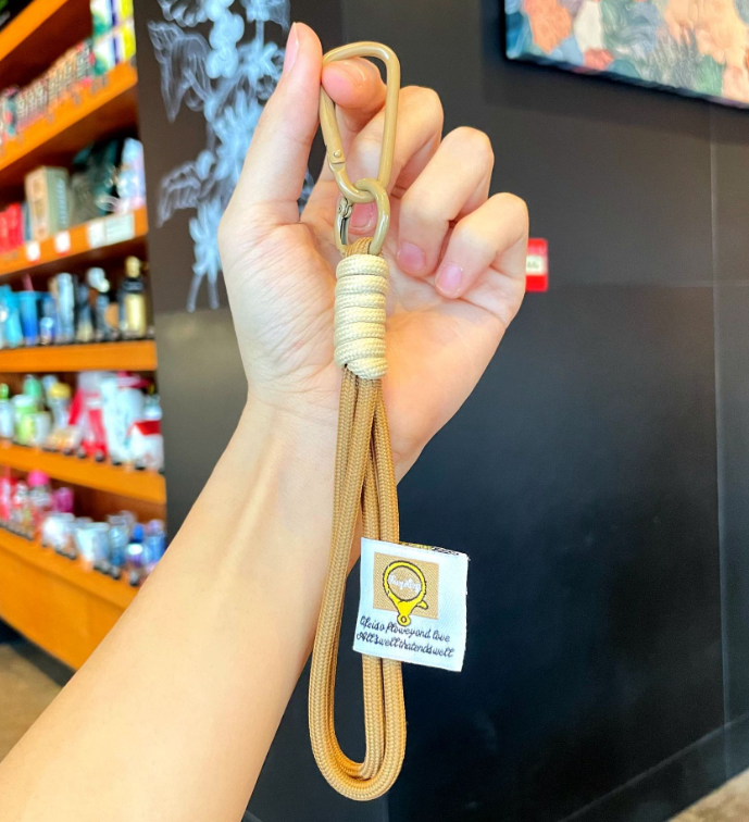 Minimalist handcrafted braided rope contrast lanyard keychain