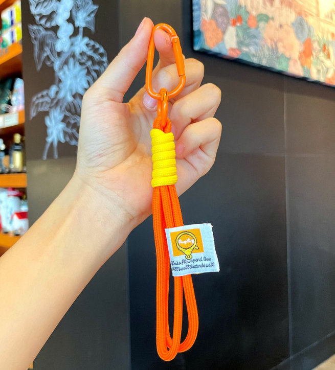 Minimalist handcrafted braided rope contrast lanyard keychain