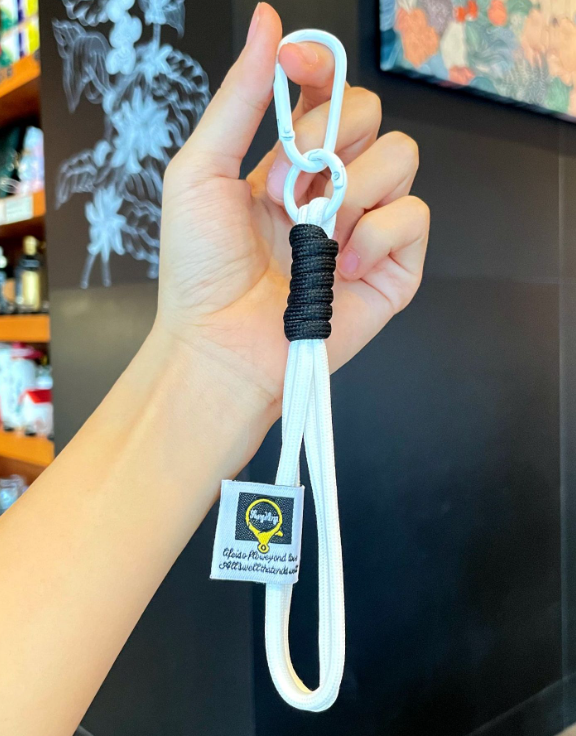 Minimalist handcrafted braided rope contrast lanyard keychain