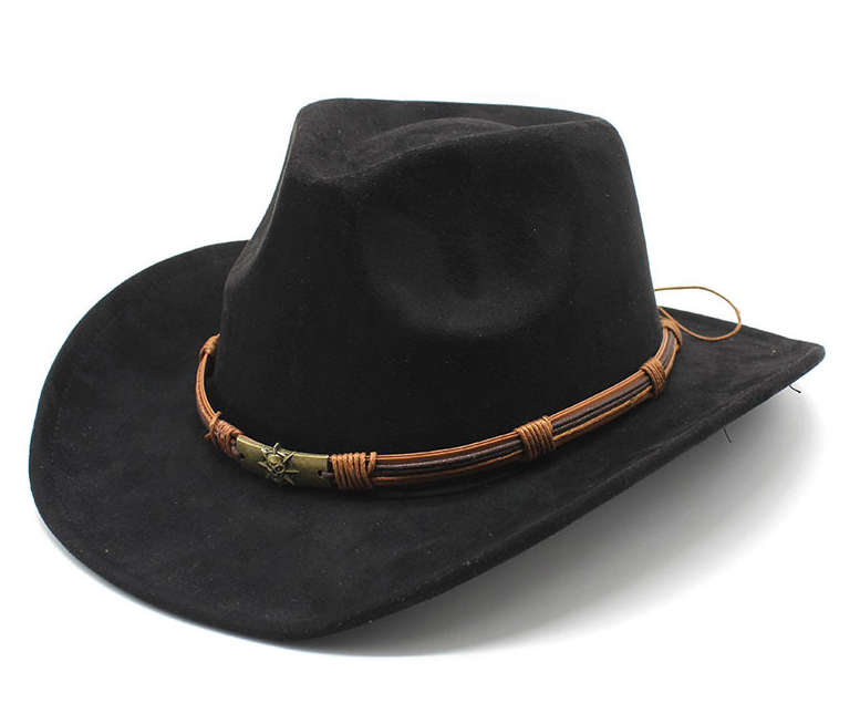 Western cowboy hats for men and women, outdoor travel hats with rolled brims, ethnic style fedoras, felt hats