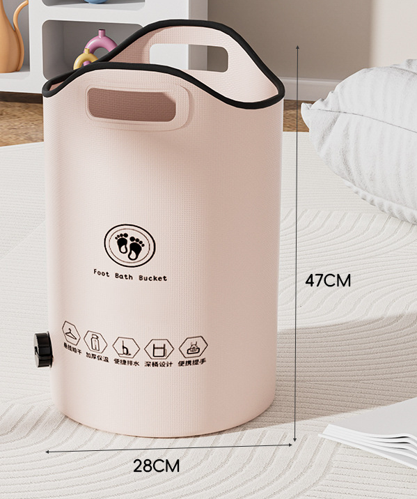 Foldable PVC foot soaking bucket, portable insulated foot washing bucket, outdoor home use