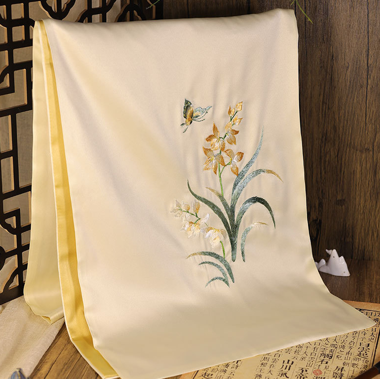Suzhou Retro Embroidery Scarf Women's Silk Handmade Suzhou Embroidery Scarf National Style