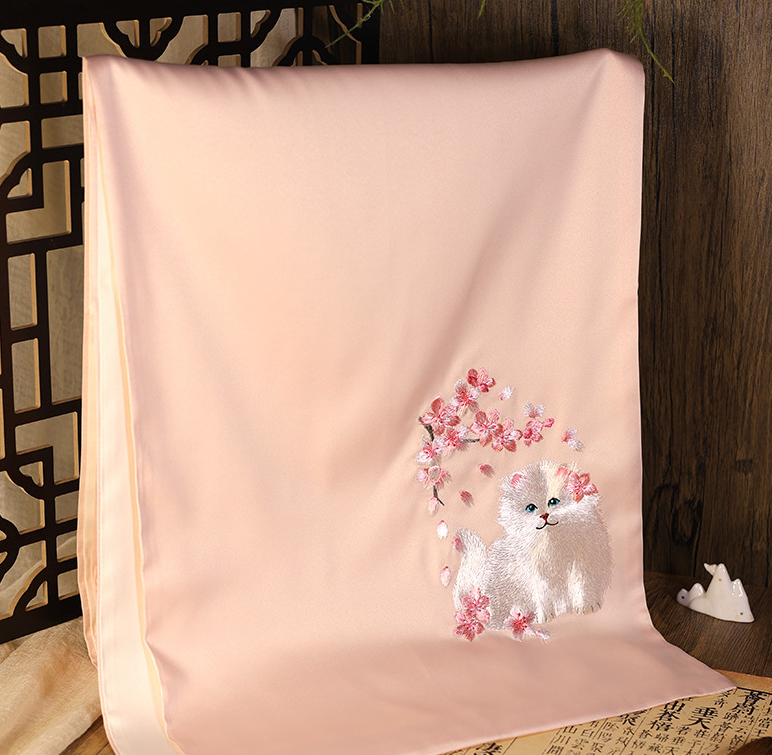 Suzhou Retro Embroidery Scarf Women's Silk Handmade Suzhou Embroidery Scarf National Style
