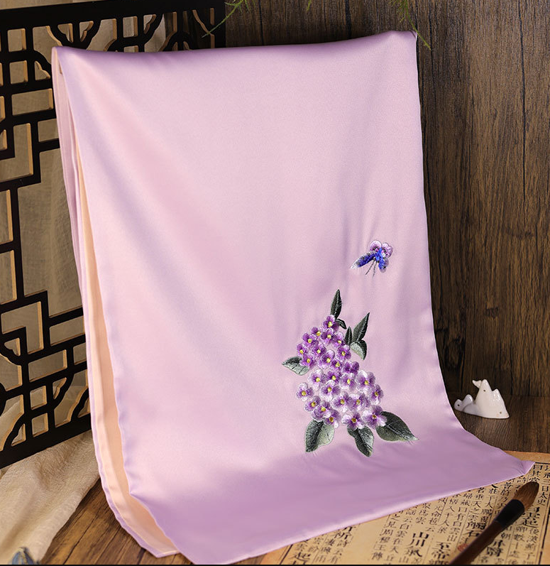 Suzhou Retro Embroidery Scarf Women's Silk Handmade Suzhou Embroidery Scarf National Style