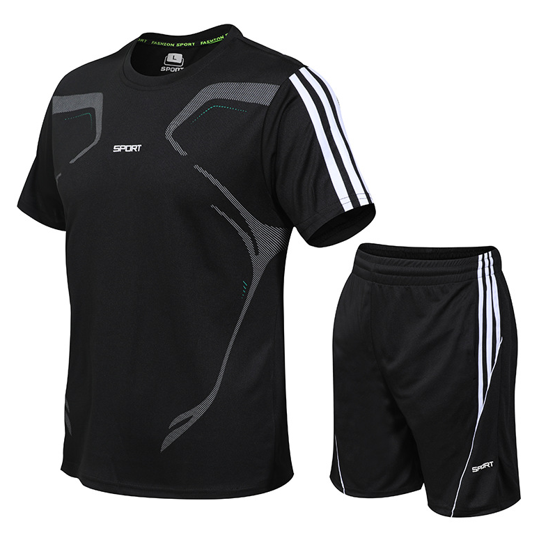 Sports suit men's summer short sleeved T-shirt men's quick drying clothes running fitness plus loose casual sportswear