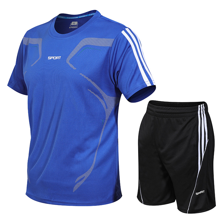 Sports suit men's summer short sleeved T-shirt men's quick drying clothes running fitness plus loose casual sportswear