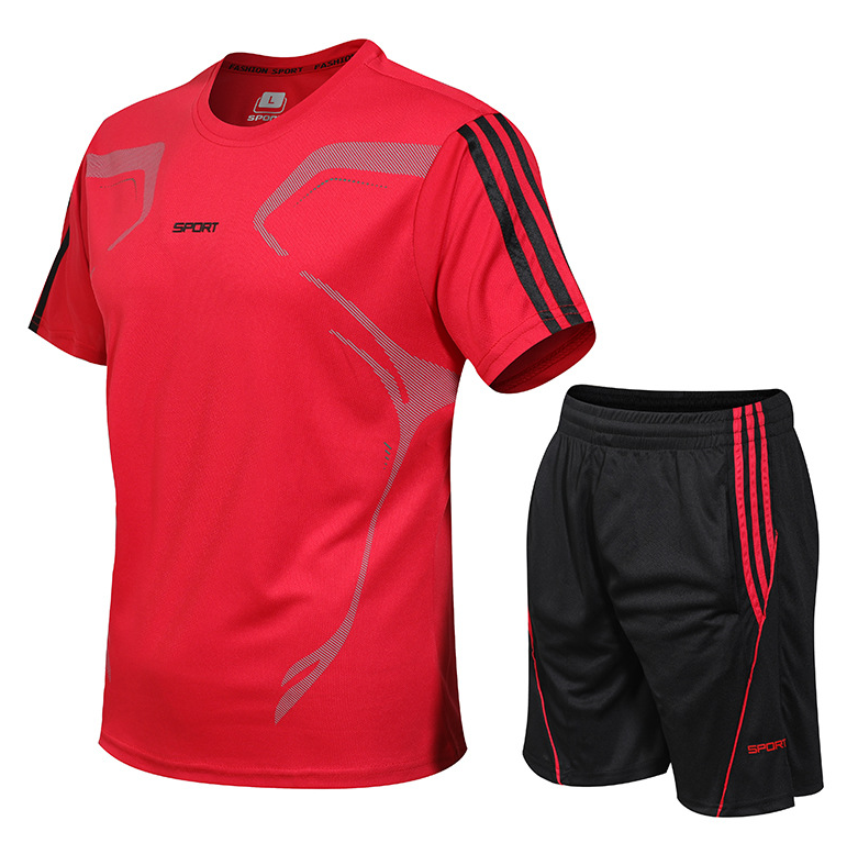 Sports suit men's summer short sleeved T-shirt men's quick drying clothes running fitness plus loose casual sportswear