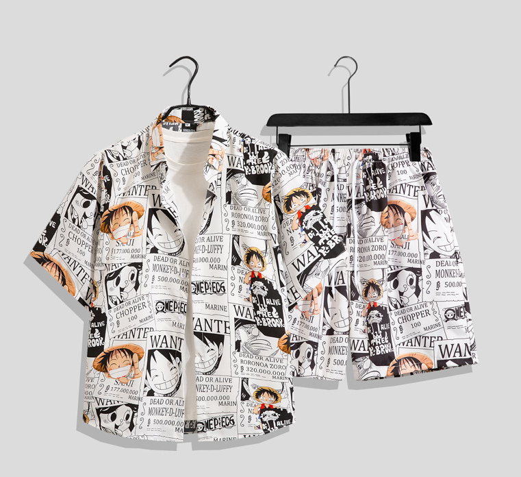 Ice silk beach suit men's short sleeved floral shirt large size loose quick drying casual