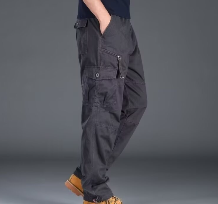 Men's work pants, multi pocket outdoor sports pants, loose straight leg oversized casual pants