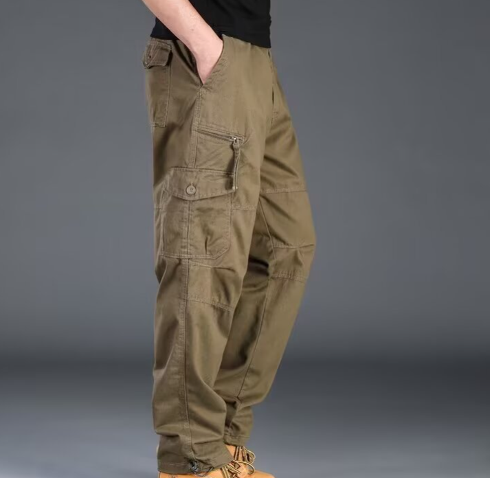 Men's work pants, multi pocket outdoor sports pants, loose straight leg oversized casual pants
