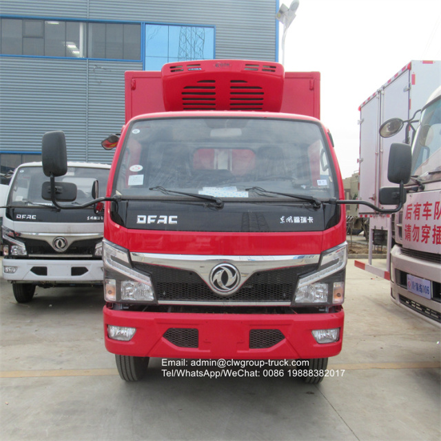 dongfeng 95hp 4 tons refrigerator van truck for meat and fish
