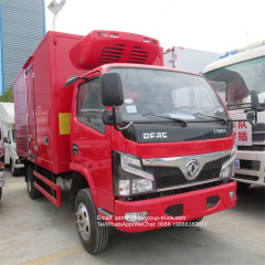 dongfeng 95hp 4 tons refrigerator van truck for meat and fish