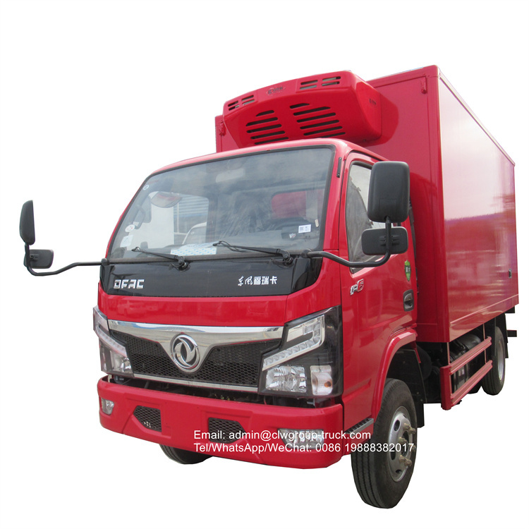 dongfeng 95hp 4 tons refrigerator van truck for meat and fish