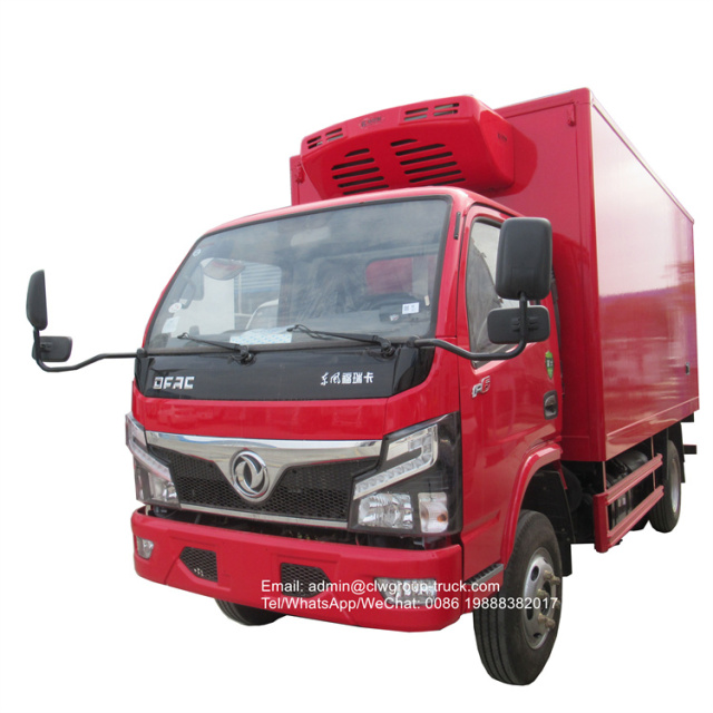 dongfeng 95hp 4 tons refrigerator van truck for meat and fish