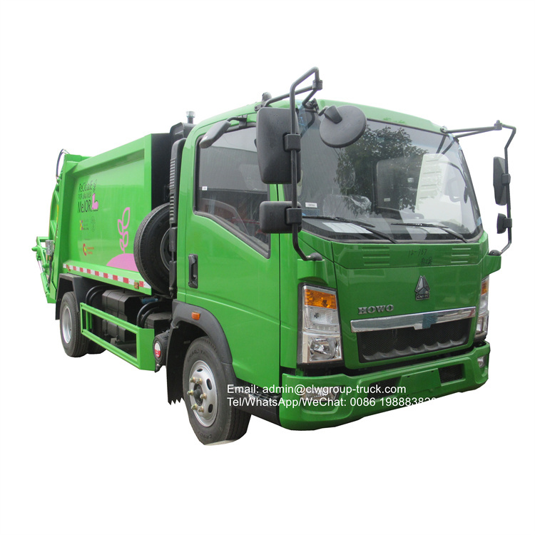 Sinotruk howo 5cubic meters 4 ton compactor garbage truck