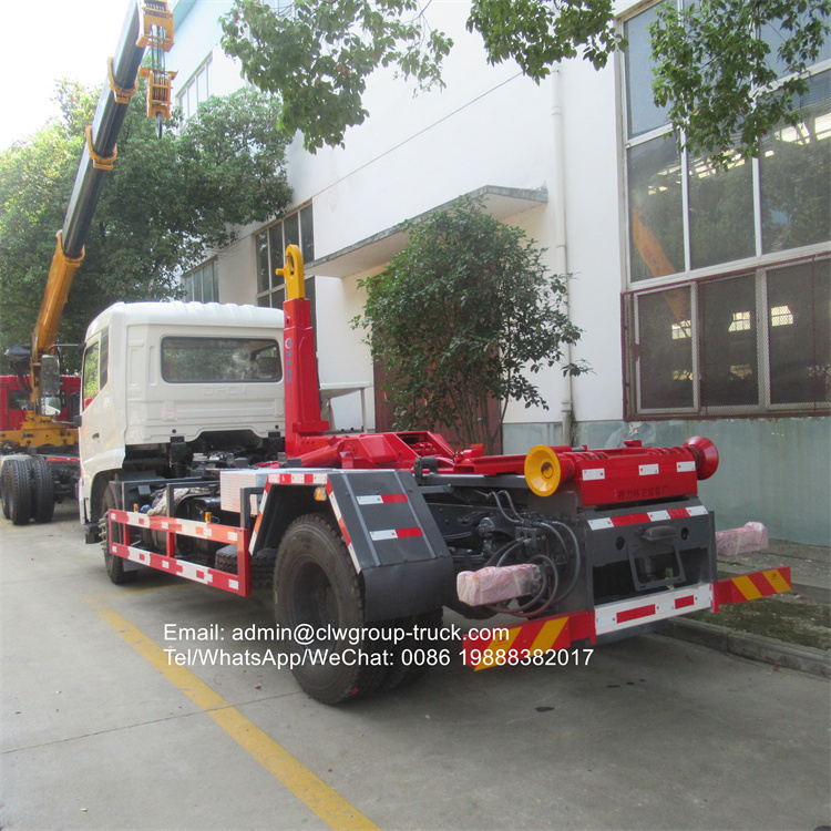 Dongfeng 190hp hydraulic garbage container truck with lifting arm