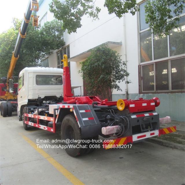 Dongfeng 190hp hydraulic garbage container truck with lifting arm