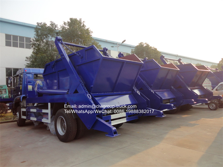 sinotruk howo swing arm garbage bin truck for sale
