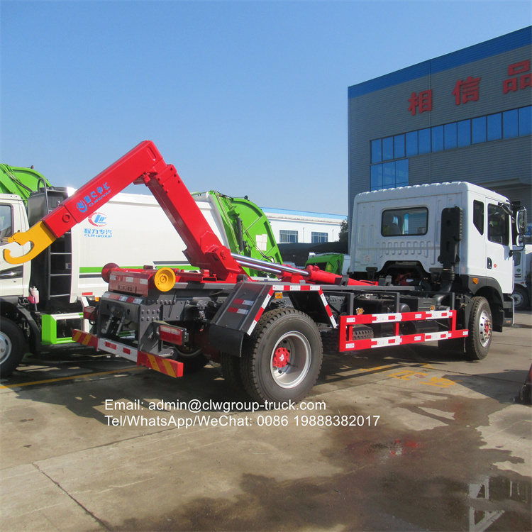 Dongfeng 190hp hydraulic garbage container truck with lifting arm