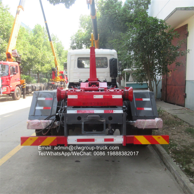 Dongfeng 190hp hydraulic garbage container truck with lifting arm