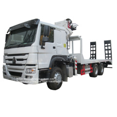 Sinotruk flatbed with knuckle crane 14tons