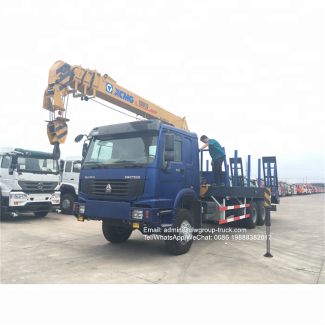 Sinotruk 12tons flat bed truck with crane